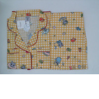 Women's yellow cartoon pattern shirt and pants pajamas 