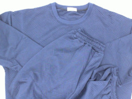Men's blue round neck long sleeve sweater and long pants set 