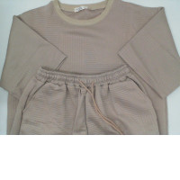 Men's cream round neck t-shirt and shorts set 