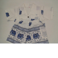 Children's short-sleeved shirt and shorts set with elephant pattern 