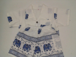 Children's short-sleeved shirt and shorts set with elephant pattern 