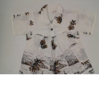 Children's short-sleeved shirt and shorts set in a sea pattern 