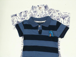 Set of 2 Children's short-sleeved blue collar shirt 