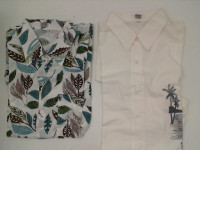 Set of 2 White collar shirt with sea pattern