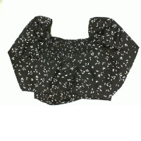 Women's black off-shoulder top with white leaf pattern Women's black off-shoulder top with white leaf pattern