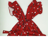Women's Deep V Neck Red Floral Dress 