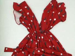 Women's Deep V Neck Red Floral Dress 