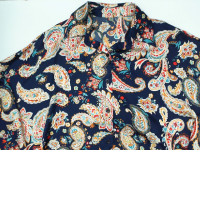 Blue shirt with gold pattern 