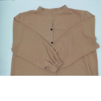 Women's light brown Chinese collar long dress 