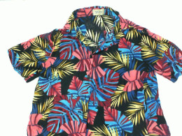 Black shirt with colorful leaf pattern Black shirt with colorful leaf pattern