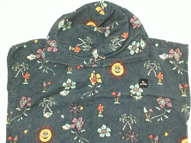 Blue sleeveless hooded jacket with pattern Blue sleeveless hooded jacket with pattern