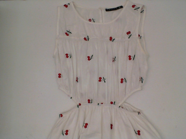Long white dress with red cherry pattern Long white dress with red cherry pattern