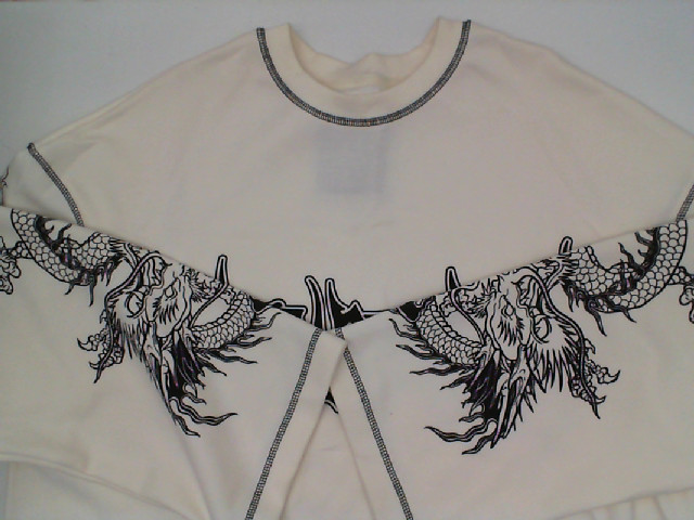 White round neck sweater with black dragon pattern White round neck sweater with black dragon pattern