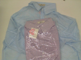 Set of 2  Blue long-sleeved shirt with white stripes