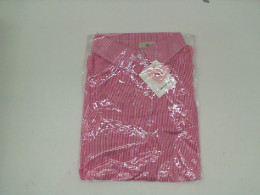 Pink long-sleeved shirt with white stripes 