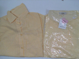 Set of 2 Yellow long-sleeved shirt with white stripes  
