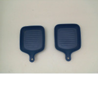 Set of 2 Blue pan shaped dessert plate