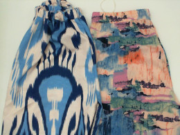 Set of 2 White pants with blue pattern 