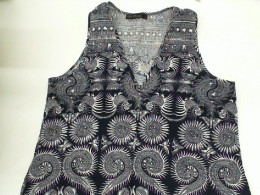 Women's long dress, sleeveless, blue, white stripes