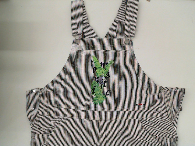 White long overalls with black stripes White long overalls with black stripes