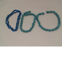 Set of 3 Light blue beaded necklace 
