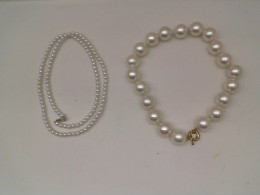 Set of 2 White beaded necklace