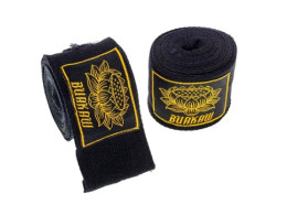 Set of 6 White Lotus Hand Wrap, Black