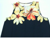 Women's black sleeveless long dress with yellow sunflower pattern