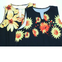 Set of 2 Women's black sleeveless long dress with yellow sunflower pattern