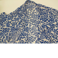 White bathrobe with blue pattern 