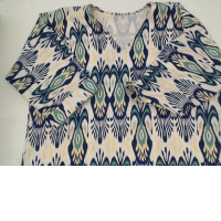 Women's long-sleeved white rainbow pattern dress 