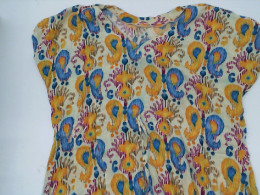 Women's short-sleeved yellow rainbow pattern long dress Women's short-sleeved yellow rainbow pattern long dress