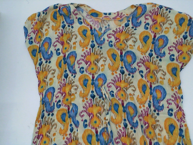 Women's short-sleeved yellow rainbow pattern long dress Women's short-sleeved yellow rainbow pattern long dress