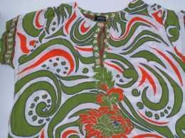 Women's short-sleeved green long dress with white pattern Women's short-sleeved green long dress with white pattern