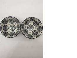 Set of 2 Large white bowl with black pattern Set of 2 Large white bowl with black pattern