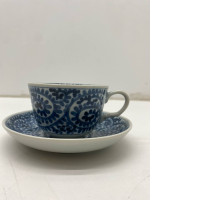 Set of 2 Blue Japanese pattern coffee cup and saucer 