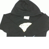 Black hooded sweatshirt with yellow cartoon pattern