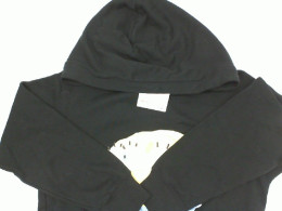 Black hooded sweatshirt with yellow cartoon pattern