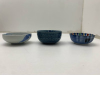 Set of 3 Blue and white Japanese ceramic soup bowl 