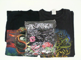 Set of 3 Black round neck t-shirt with pattern 