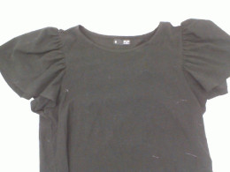 Women's Black Wide Short Sleeve Round Neck T-Shirt 