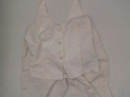 Set of Women's white tank top and white denim shorts 