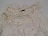 Set of 3 Women's white wide neck lace top 