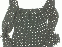 Black off-shoulder long dress with white polka dots Black off-shoulder long dress with white polka dots