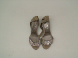 Women's cream and silver high heels 
