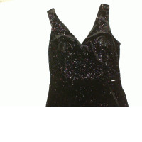 Black deep V-neck short dress with glitter