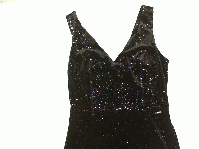Black deep V-neck short dress with glitter Black deep V-neck short dress with glitter