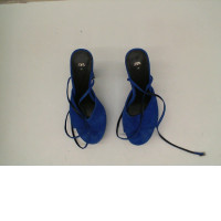 Women's blue open toe high heels 