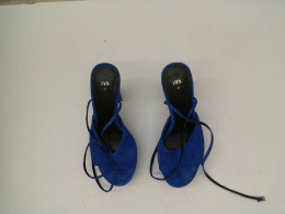 Women's blue open toe high heels 