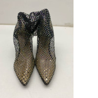 Black mesh high heel boots 